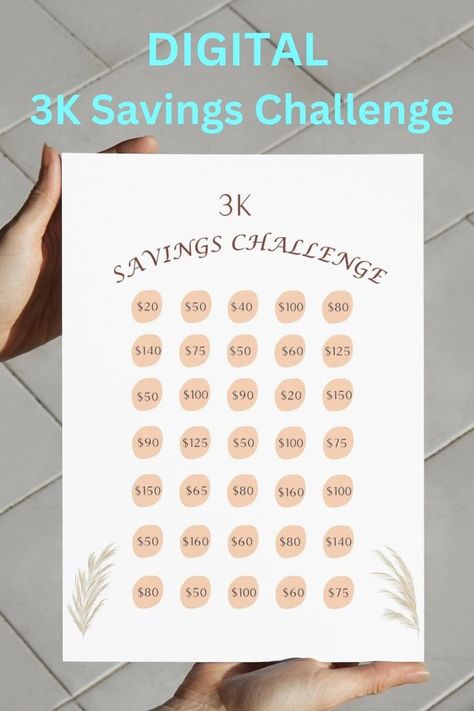 3k printable savings challenge tracker Challenge Tracker, Savings Tracker, Savings Challenge, Ways To Save Money, Ways To Save, Saving Money, Save Money, Printed Items, Money