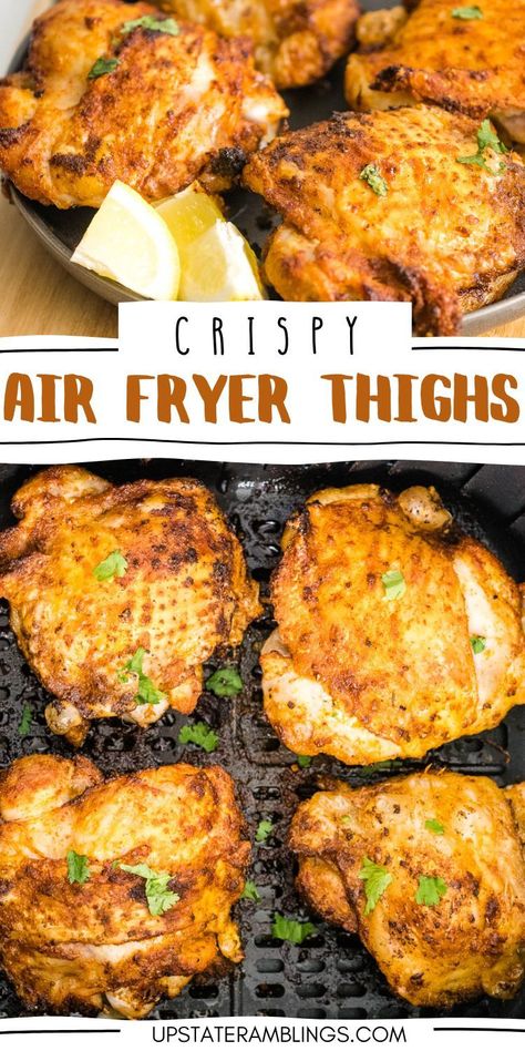 Crispy Air Fryer Thighs Air Fried Boneless Chicken Thighs, Chicken Thigh Seasoning Recipes, Crispy Chicken Thighs Air Fryer, Chicken Thigh Air Fryer Recipes, Chicken Thighs Air Fryer Recipes, Air Fryer Thighs, Airfryer Chicken Thighs, Air Fry Chicken Thighs, Air Fried Chicken Thighs