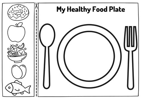 This worksheet is about the cut and paste of healthy food items in your plate. My Food Plate Activities, Healthy Foods Worksheet, Pre K Food Activities, Healthy Food Worksheets For Preschool, Food Worksheet For Kindergarten, Kindergarten Healthy Eating Activities, My Healthy Plate Activities For Kids, Healthy Food Activities For Preschool Free Printables, Healthy Food Art And Craft