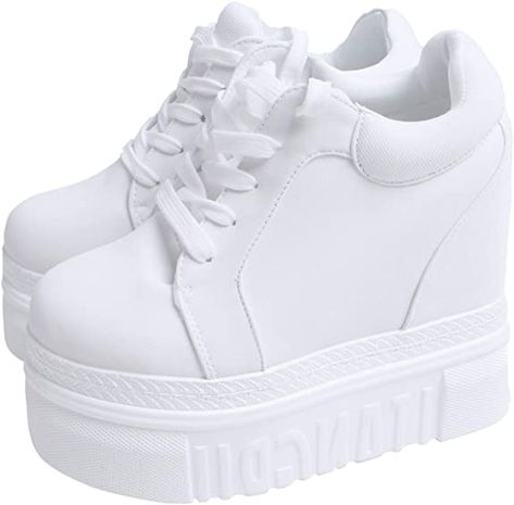 Amazon.com | ACE SHOCK Women Fashion Platform Sneakers High Hidden Heel Wedge Walking Shoes Brides Wedding Shoes | Slippers High Heeled Sneakers, Heeled Sneakers, Wedding Shoes Bride, Platform Wedge Heels, Gorgeous Shoes, Shoe Show, Heels & Wedges, Sneakers Online, Platform Sneakers