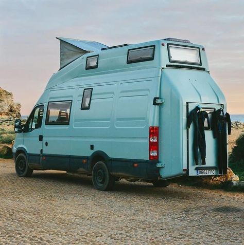 Living-In-Van-Life-Travel-Photography Iveco Daily Camper, Campervan Design, Kombi Motorhome, Sprinter Van Conversion, Kombi Home, Sprinter Camper, Campervan Life, Trailer Build, Van Life Diy