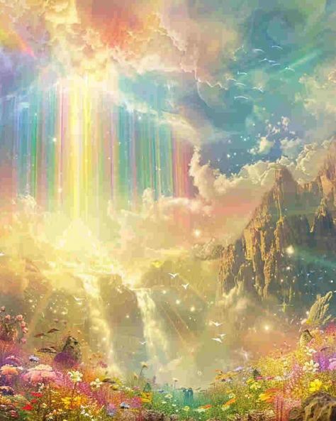 Rainbow Garden🌈｜original spiritual artwork 🧚🏻original AI art combine with spirituality 👉commercial use unavailable #healingart #spiritualart #spiritualawakenings #spiritualhealing #arthealing #aiartist Rainbow Magic Aesthetic, Spiritual Healing Aesthetic, 2025vision Board, Magic Concept, Spirituality Aesthetic, Healing Artwork, Spiritual Universe, Rainbow Images, Rainbow Garden