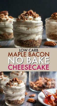 Low Carb Maple Bacon No Bake Cheesecake - easy, low carb and bacon - what more could you ask for! Bacon Cheesecake, Bacon Desserts, Salty Desserts, Low Carb Low Fat Recipes, Low Carb Muffins, Low Carb Cheesecake, Low Carb Low Sugar, Best Low Carb Recipes, Bake Cheesecake