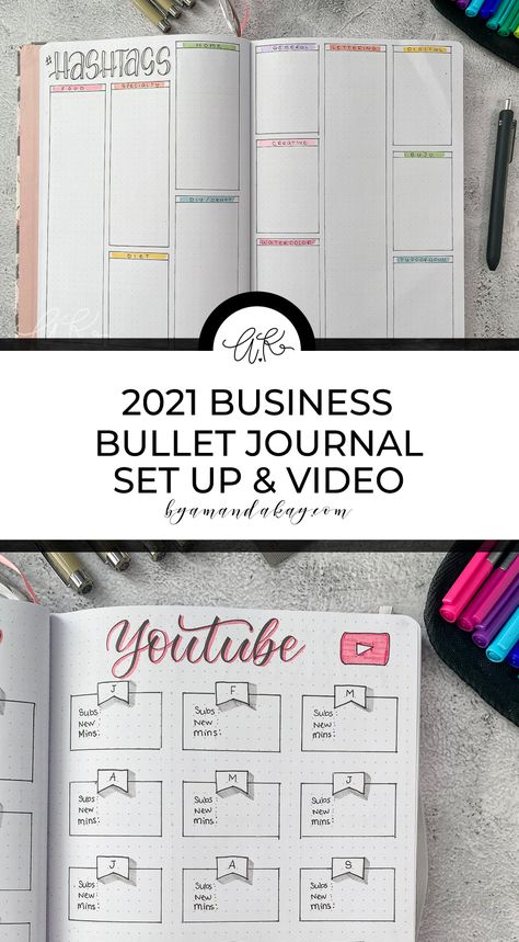 Bujo Social Media Tracker, Youtube Journal Ideas, Bujo Social Media Planner, Small Business Journal Ideas, Business Journal Ideas Layout, Journal Business Ideas, Small Business Journal, Content Planner Bullet Journal, Bujo Set Up