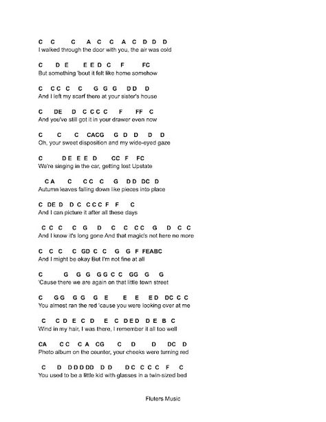 Flute Sheet Music: All Too Well (Taylor's Version) All Too Well Piano Chords, Taylor Swift Piano Letters Easy, Piano Sheet Music With Letters Taylor Swift, All Too Well Piano Sheet Music, Keyboard Music With Letters Taylor Swift, Easy Piano Sheet Music With Letters Taylor Swift, Taylor Swift Flute Notes, Piano Notes Taylor Swift, Taylor Swift Music Sheet