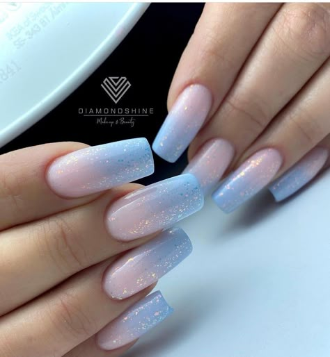 Blue Ombre Nail, Royal Nails, Light Blue Nail Designs, Sky Blue Nails, Blue Ombre Nails, Pastel Nails Designs, Light Blue Nails, Gel Toe Nails, Baby Blue Nails