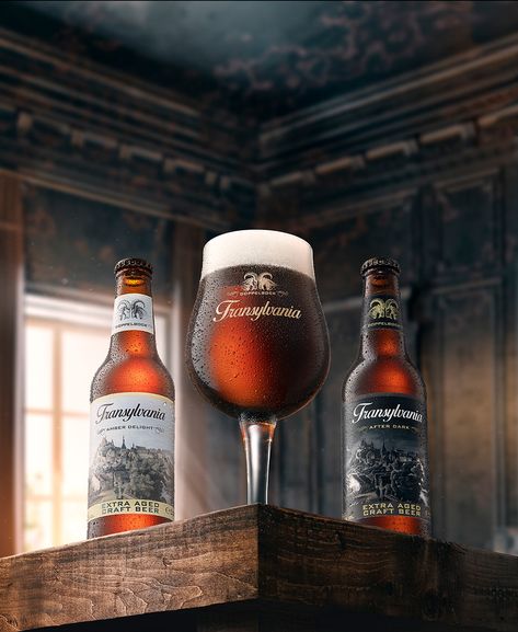 Transylvania Beer KV and packaging on Behance Beer Shot, Pop Drink, Food Logo Design Inspiration, Beer Pictures, Beer Photography, Beer Advertising, Poster Design Layout, Christmas Beer, Beer Prints