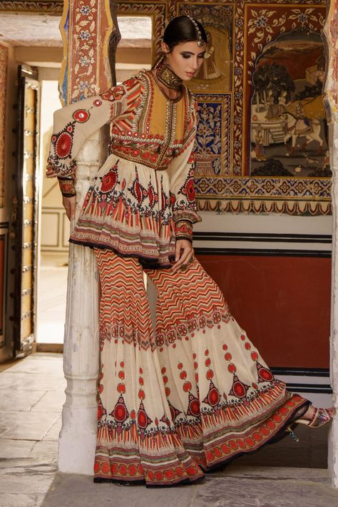 Buy Rajdeep Ranawat Yellow Chinara Silk Short Tunic Online | Aza Fashions Sharara For Women, Printed Sharara, Rajdeep Ranawat, Feet Drawing, Boho Wear, Short Tunic, Tunics Online, Kutch Work, Launch Pad