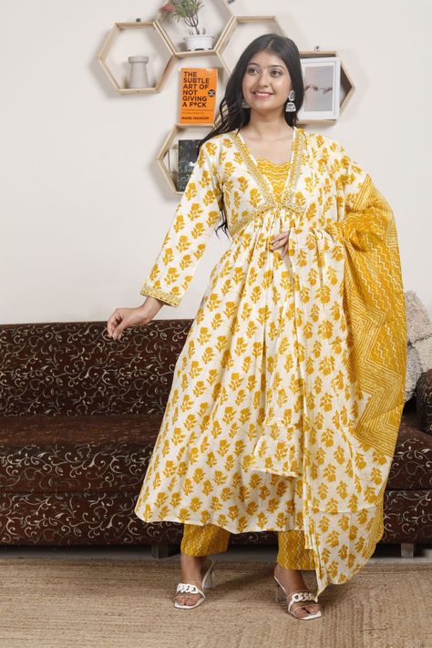 Indian kurtis Alia Cut Kurti, Beautiful Dupatta, Alia Cut, A Line Kurti, Designer Anarkali Dresses, Anarkali Dresses, Printed Embroidery, Designer Anarkali, Dupatta Set