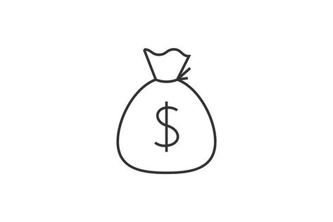 Money Outline, Sack Of Money, Money Sack, Bulletin Journal Ideas, Phone Icons, Simple Line Drawings, Ios App Icon Design, Ios App Icon, Mini Drawings