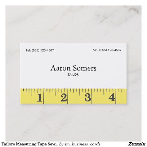 Tailors Measuring Tape Sewing Business Card | Fashion Design Business Cards, Bisness Card Ideas, Sewing Business Cards, Sewing Branding, Tailor Business Card, Fashion Designer Business Card, Fashion Business Cards Creative, Sewing Business Logo, Tailor Logo Design