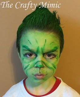 My Little Grinch for Dr. Seuss Day at School; The Crafty Mimic Max From The Grinch Costume Diy, Thing One Makeup Dr Seuss, Grinch Day At School Costume, Grinch Dress Up Day At School, Grinch Makeup Kids, Grinch Christmas Shirts Boys, Kids Grinch Costume, The Grinch Costume, Grinch Day At School