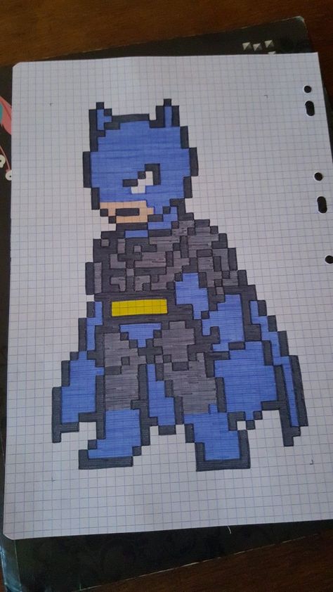 Batman Batman Art Drawing, Cute Batman, Square Drawing, Sharpie Doodles, Batman Theme, Easy Disney Drawings, Batman Drawing, Graph Paper Drawings, Comic Book Art Style