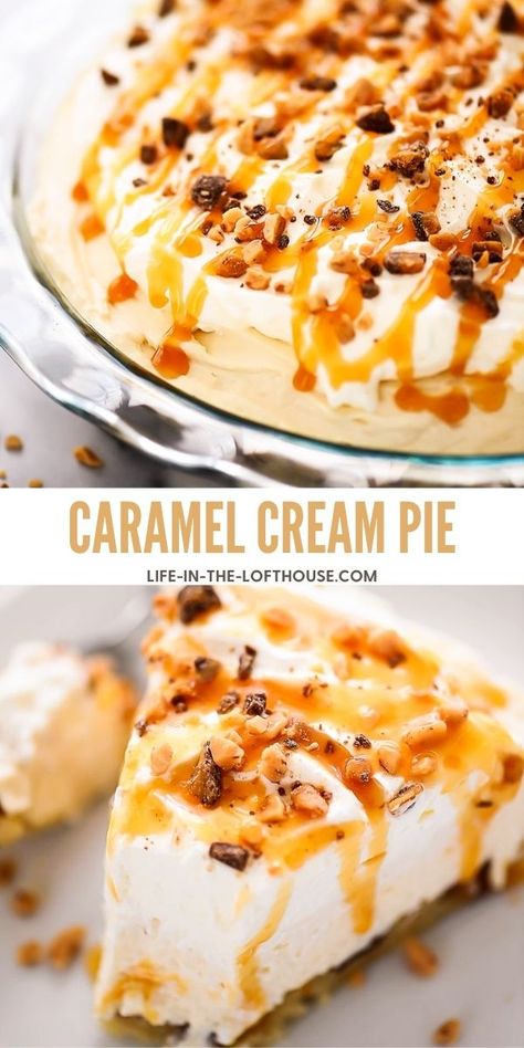 Cream Cheese And Caramel, Caramel Cream Pie, Caramel Pie Recipe, Bourbon Bread, Vanilla Pie, Thanksgiving Pie Recipes, Caramel Pie, Creamy Pie, Sugar Cookie Crust