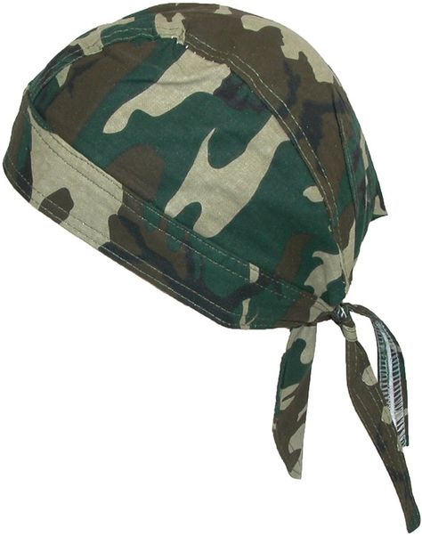 CTM® Mens Cotton Camo Do Rag Cap with Premium Lining, Woodland Camo