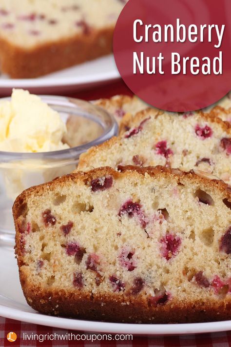 Cranberry Nut Bread Recipe, Povitica Recipe, Cranberry Nut Bread, Walnut Bread Recipe, Cranberry Walnut Bread, Cranberry Bread Recipes, Living Rich, Cranberry Dessert, Nut Bread Recipe