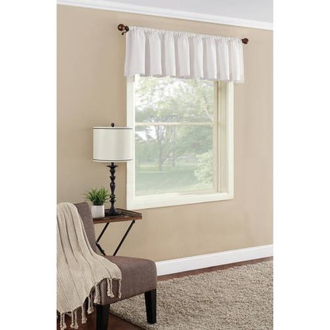 Free 2-day shipping on qualified orders over $35. Buy Mainstays Textured Solid Curtain Valance at Walmart.com Farmhouse Kitchen Valance, Half Window Curtains, Small Window Curtains, Window Sheers, Farmhouse Flair, Window Treatments Bedroom, Tier Curtains, Kitchen Valances, Curtain Room