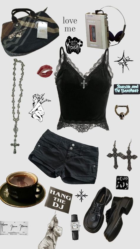 casual village goth 🦇 Black Polyvore Outfits, Foo Fighters Concert Outfit, Goth Outfits Casual, Ripped Aesthetic, Summer Goth Outfits, Outfit Layout, Weird Fashion, Goth Outfits, Polyvore Outfits