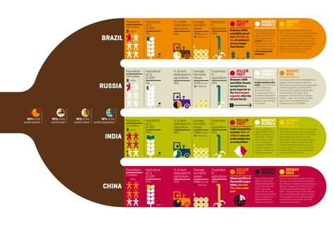 BRICS food diagram by Peter Grundy, via Behance Food Distribution, 보고서 디자인, Food Resources, Africa Art, Information Design, Creative Industries, Print Magazine, Modern Life, Data Visualization