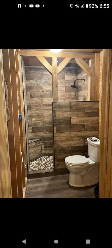 Rock Bathtub, All Wood Bathroom, Wood Wall Paneling, Wood Wall Bathroom, Rustic Wood Wall, Bathroom Walls, Rustic Wood Walls, Wood Bathroom, Wood Panel Walls