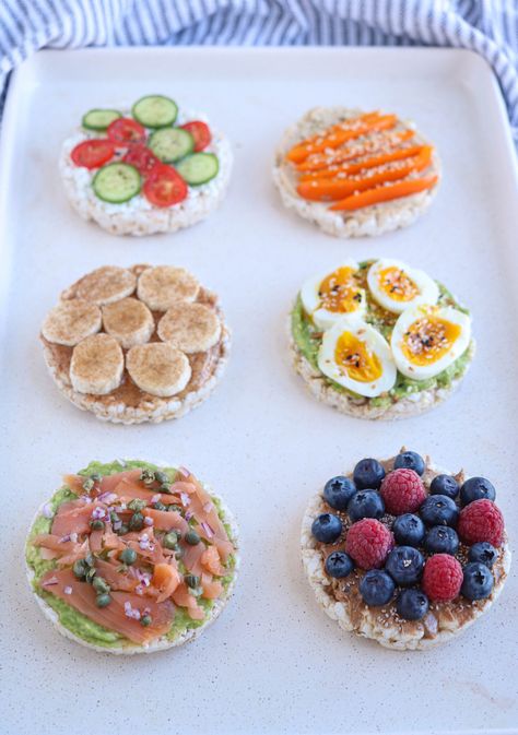 Healthy Rice Cake Snacks, Rice Cake Ideas, Rice Cake Recipes Healthy, Rice Cake Snacks, Low Cal Snacks, Heathy Snack, Rice Cake Recipes, Savory Rice, Healthy Rice