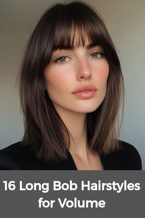 Long bob haircuts, also known as lobes, are an ideal choice for those with fine or thick hair. This stylish cut falls between the shoulders and collarbone, offering a flattering look that suits various face shapes. Layers can be added to give movement and texture, while bangs can frame the face to perfection. Blonde hues enhance the overall brightness of the style. Whether styled straight or with soft waves, long bobs provide a polished and chic appearance fit for any occasion. Face Framing Layers Bob, Hairstyles For Volume, Long Bob With Curtain Bangs, Lob With Layers, Long Bob Ombre, Textured Long Bob, Straight Long Bob, Long Asymmetrical Bob, Medium Haircuts With Bangs