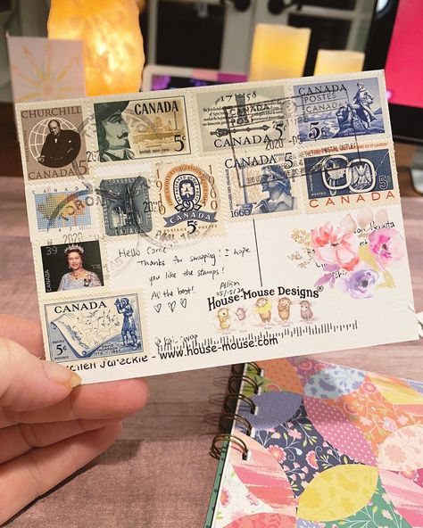 ✨Carrie✨ on Instagram: “LOOK at ALL these stamps 😳 oh my goodness 💛💛💛 thank you Allison 🤗 #Postcard #postcardswap #postcrossing #postcrosser #postcrossingUSA…” Postcard Writing Ideas, Writing Postcards Aesthetic, Postcards Collection, Postcrossing Ideas Postcards, Sending Postcards, Direct Mail Postcards, Mail Art Envelopes, Pen Pal Letters, Postcard Collection