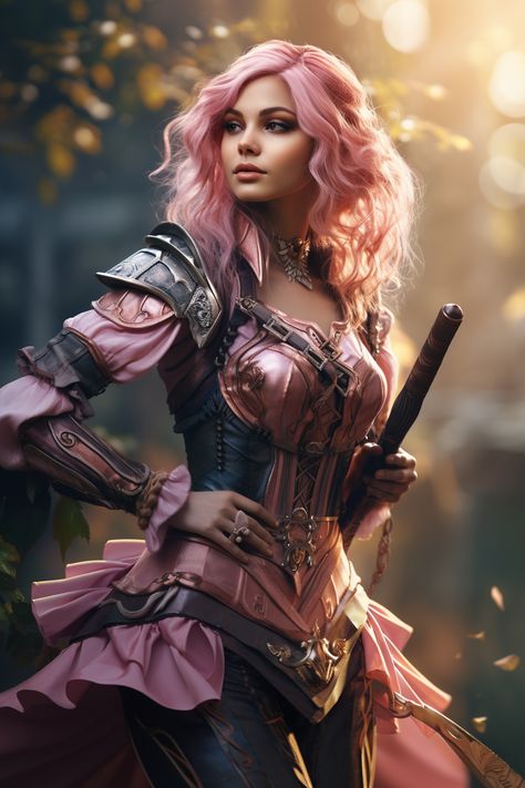 Fantasy Inspo, Pink Warrior, D D Character Ideas, Dnd Classes, Dnd Ideas, Character Ideas, Beautiful Ladies, Fantasy Fashion, Dnd Characters