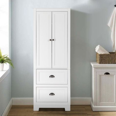 FCH MDF Spray Paint 2 Doors 2 Pumps Bathroom Cabinet White - 23.6 x 15.7 x 62.2 - Bed Bath & Beyond - 38194790 Freestanding Kitchen Pantry, Tall Bathroom Storage Cabinet, Tall Bathroom Storage, High Cabinet, Bathroom Tall Cabinet, White Bathroom Cabinets, Tall Bathroom, Bathroom Linen Cabinet, Kitchen Pantry Storage