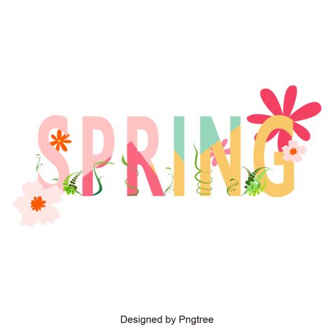 Spring Typography, Spring Logo, Spring Cartoon, Spring Font, Merry Christmas Typography, Spring Flowers Background, Spring Writing, Pink Flowers Background, Spring Words