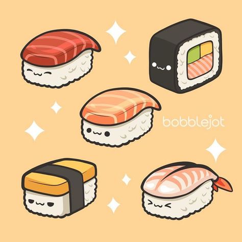 adorable and simple to draw kawaii sushi doodles! Simple To Draw, Sushi Drawing, Doodles Kawaii, Draw Kawaii, Kawaii Sushi, 귀여운 음식 그림, Sushi Art, Cute Food Drawings, Cute Animal Drawings Kawaii