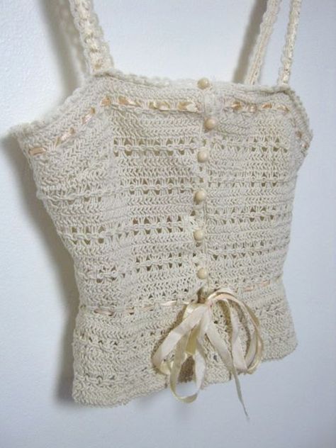 Crochet Corsets, Crochet Corset Top, Wearable Crochet, Crochet Corset, Crochet Tube, Crochet Tube Top, Knitted Projects, Creative Juice, Crochet Cord