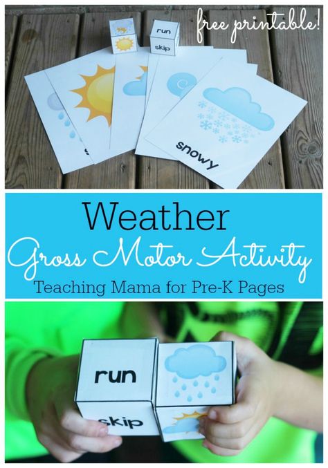 Weather Theme Movement Game - Fun activity for in a gym or outside.  - Gets children moving.  - Helps them get to know the seasons and movements that you role. Weather Activities For Preschool, Preschool Goals, Weather Preschool, Weather Lesson Plans, Weather Activities Preschool, Weather Lessons, Weather Games, Preschool Weather, Gross Motor Activity