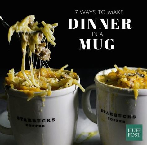 7 One-Mug Meals That Make Dinner A Cup Of Gooey Goodness | HuffPost UK Food & Drink Dinner Mug Recipes, Dinner In A Mug, Cup Meals, Meals In A Mug, Single Meals, Microwave Dinner, Mug Meals, Microwave Mug Recipes, Ceramic Egg Cooker