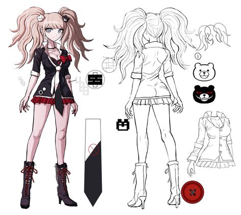 Junko Enoshima Concept Artwork from Danganronpa: Trigger Happy Havoc #art #artwork #videogames #gameart #conceptart #illustration #danganronpa #characterdesign #characterart Danganronpa Junko, Character Reference Sheet, Junko Enoshima, Danganronpa Trigger Happy Havoc, Danganronpa Game, Arte Do Kawaii, Trigger Happy Havoc, Nagito Komaeda, Trigger Happy