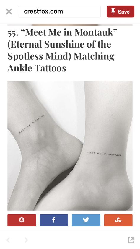 Eternal Sunshine Of The Spotless Mind Tattoo, Spotless Mind Tattoo, Mind Tattoo, Meet Me In Montauk, Eternal Sunshine Of The Spotless Mind, Eternal Sunshine, Ankle Tattoo, Tatting, Tattoos