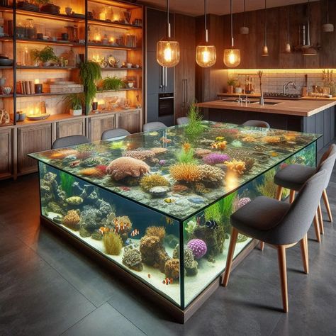 Aquarium-Inspired Dining Table: A Mesmerizing Centerpiece for Your Home Dinner Party Themes, Home Aquarium, Fantasy Homes, Dinner Themes, Home Design Decor, Design Decor, Aquariums, Art Beautiful, Dream Home Design