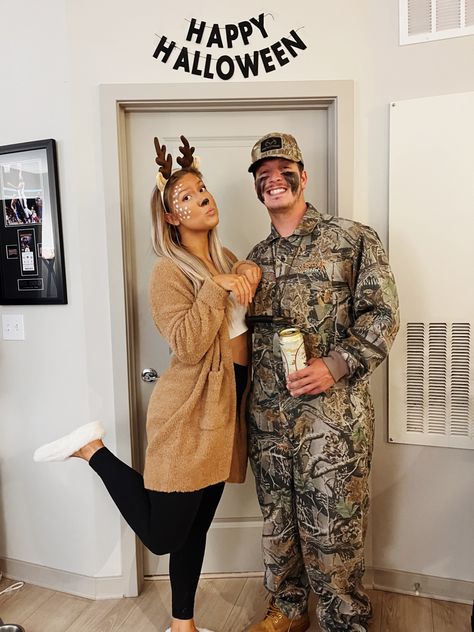 Deer And Hunter Costume, Hunter Halloween Costume, Deer And Hunter, Hunter Costume, Deer Costume, Halloween Moms, Deer Hunters, Halloween Costume Outfits, Costume Outfits