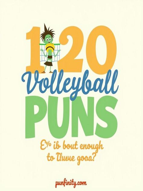 volleyball puns Volleyball Puns, Baseball Puns, Volleyball Team Names, Volleyball Quotes Funny, Volleyball Game, Volleyball Humor, Volleyball Games, Coaching Volleyball, Volleyball Team