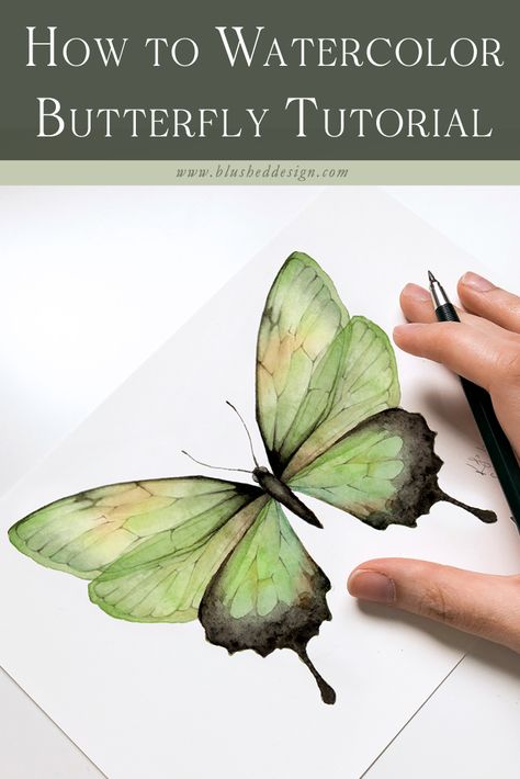 Akvarel Illustration, Watercolor Process, How To Watercolor, Watercolor Butterflies, Butterfly Tutorial, Butterfly Art Painting, Pretty Watercolor, Watercolor Flowers Tutorial, Watercolor Butterfly