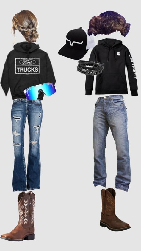 Western Outfits For School, Punchy Western Outfits, Couple Outfits Matching, Dream Couple, Country Couple, Cute Country Couples, Cute Cowgirl Outfits, Casual Country Outfits, Couple Matching Outfits