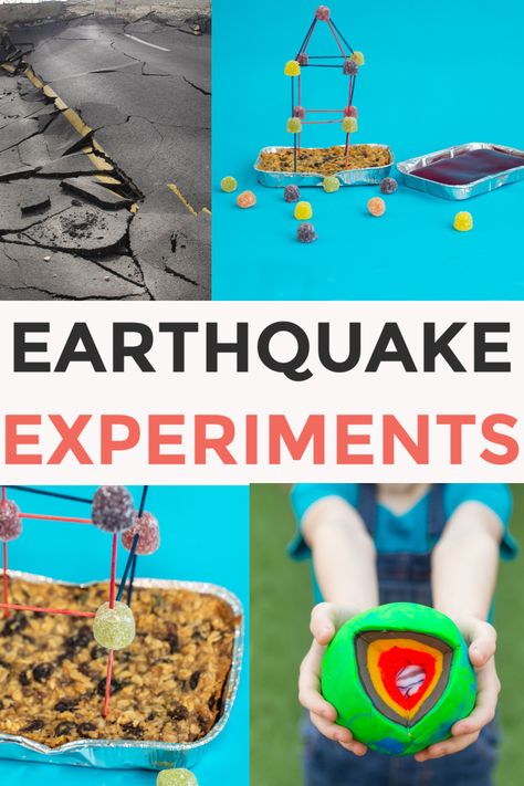 Easy Earthquake experiments for kids - make candy towers and test them in edible foundations, make a seismometer and a playdough model of the Earth #Scienceforkids #EarthquakeExperiments Earth Science Experiments, Earth Science Projects, Seismic Wave, Stem Projects For Kids, Experiments For Kids, 6th Grade Science, Kid Experiments, Earth And Space Science, Science Project