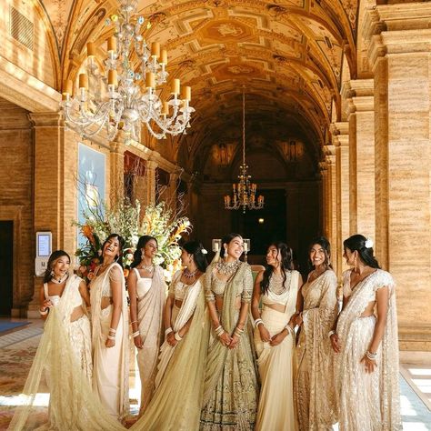 Such an honor to have been part of this special day beautifying the bridal party and mog's family for this spectacular wedding at The Breakers! Bridal party hmu by Darcy and the DgPro Team We had over 20 bridesmaids and family members with 9 artists working on 2 different days. No wedding party is too large for my team, so don't forget to include family members and guests when considering us for your wedding day beauty! Contact Darcy for more info 💋 Photographer @theweddingstory_official ... Wedding Lehanga Aesthetic, Tamil Wedding Bridesmaid, Tamil Wedding Aesthetic, Tamil Bridesmaid, Desi Bridesmaids Outfits, Indian Culture Aesthetic, Shaadi Aesthetic, No Wedding Party, Indian Bridesmaids Outfits