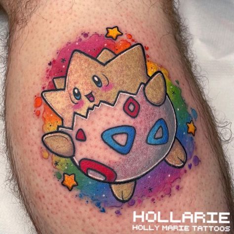 Togepi Tattoo, Tattoos Big, Pokemon Sleeves, Tattoo Apprenticeship, Video Game Tattoo, Geek Tattoo, Pokemon Tattoo, Bicep Tattoo, Kawaii Tattoo