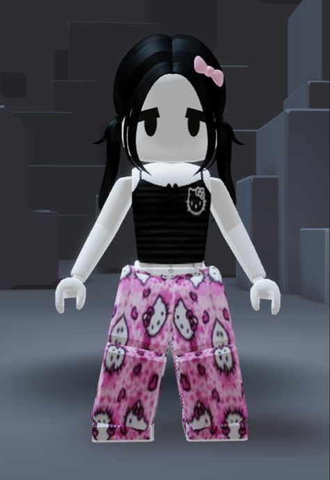 Pink Hello Kitty Outfit, Preppy Outfits Roblox Avatar, Hello Kitty Outfit, Roblox Avatar Ideas, Kitty Outfit, Roblox Ids, Outfits Roblox, Roblox Skins, Kitty Clothes