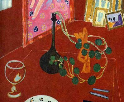 Henri Matisse - detail from L'Atelier Rouge (The Red Studio), 1911, Museum of Modern Art, NYC. Matisse Red, Matisse Paintings, Red Studio, Blue Lantern, The Museum Of Modern Art, Khan Academy, Paris Art, Post Impressionism, Post Impressionists