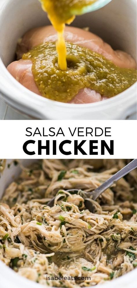 Slow Cooker Salsa Verde Chicken, Salsa Verde Chicken Recipe, Isabel Eats, Slow Cooker Salsa, Spanish Foods, Verde Chicken, Salsa Verde Chicken, Easy Salsa, Fingerfood Party