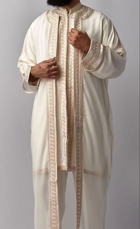 Men’s Nikkah Outfit, Moroccan Jabador For Men, Wedding Thobe Men, Moroccan Traditional Clothing Men, Traditional Arabic Clothing Men, Arabic Men Dress, Thobes Men Arab, Egyptian Clothing Men, Fashion In France