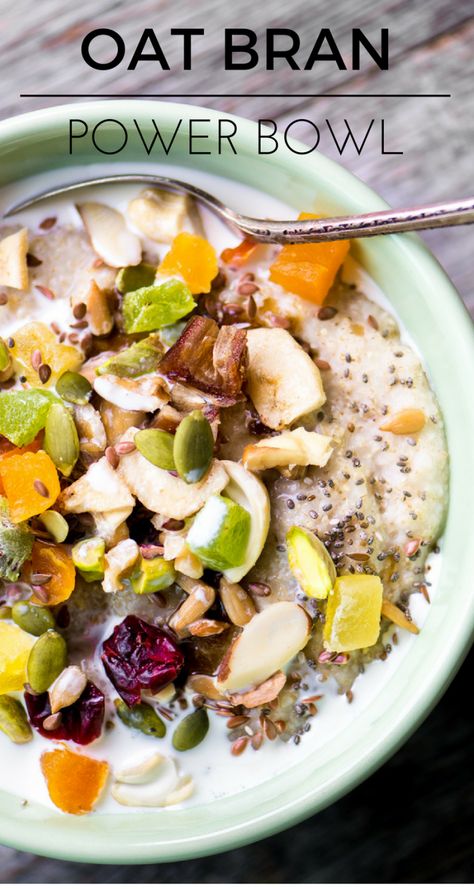 This Oat Bran Power Bowl is a delicious way to jump start your morning, this hot cereal is gluten free, full of protein, and even healtheir than oatmeal! ~ theviewfromgreatisland.com Oat Bran Recipes, Lunch Bowl Recipe, Power Bowl Recipe, Oat Bran, Power Breakfast, Power Bowl, Power Bowls, Lunch Bowl, S'mores