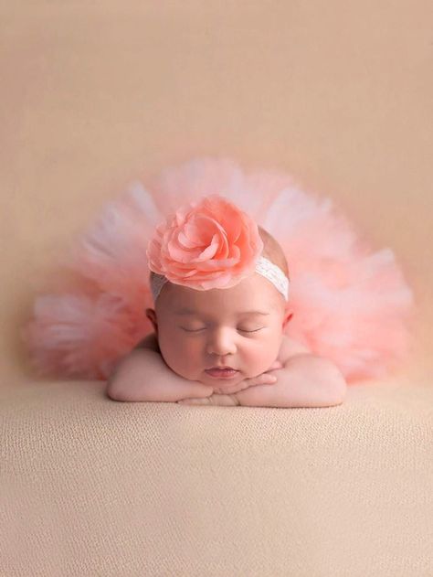 Newborn Photography Solid Mesh Skirt With Stereo Flower Headband | SHEIN USA Newborn Tutu, Foto Newborn, Newborn Family Photos, Newborn Baby Photoshoot, Baby Poses, Foto Baby, Newborn Shoot, Newborn Baby Photography, Newborn Photography Props